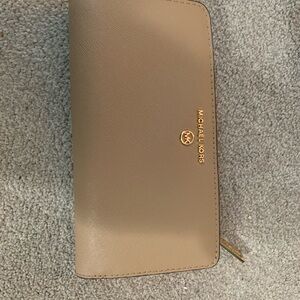 Michael Kors Beige Wallet with Gold Logo
